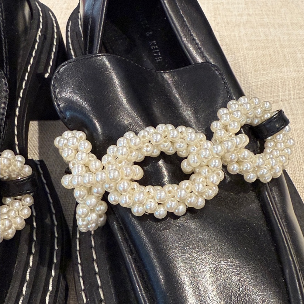 Charles & Keith Black Loafers with Pearl Accent - Picture 6 of 6